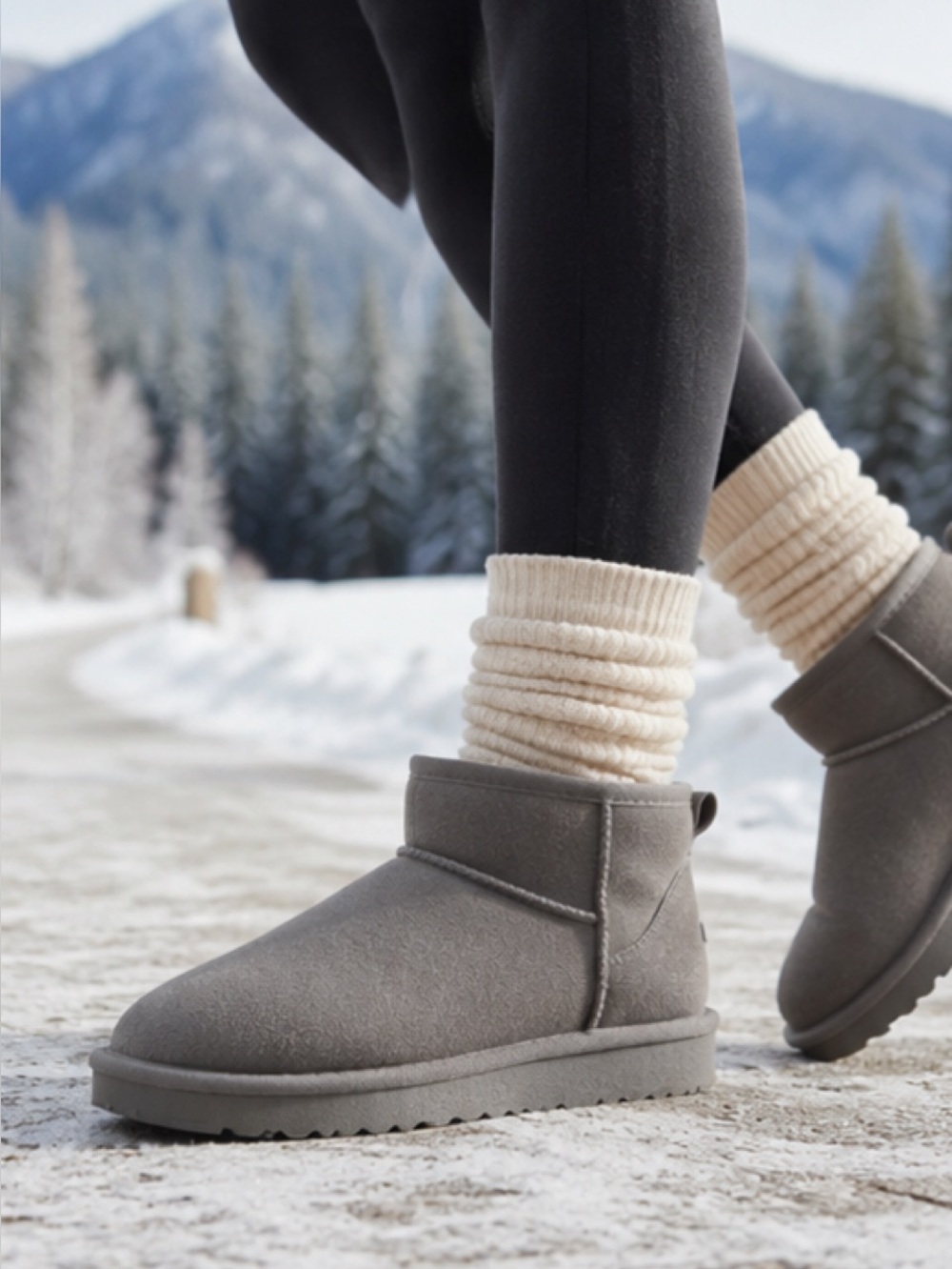 Cushionaire  Genuine Suede Ankle Cozy Faux Sherling  Lining Winter Boots